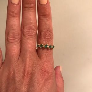 Genuine Estate Emerald and Diamond Band 14k
